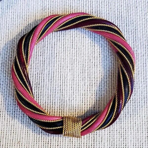 Handcrafted Twisted Rattan Red Pink Bangle Bracelet Gold Pink Burgundy Black